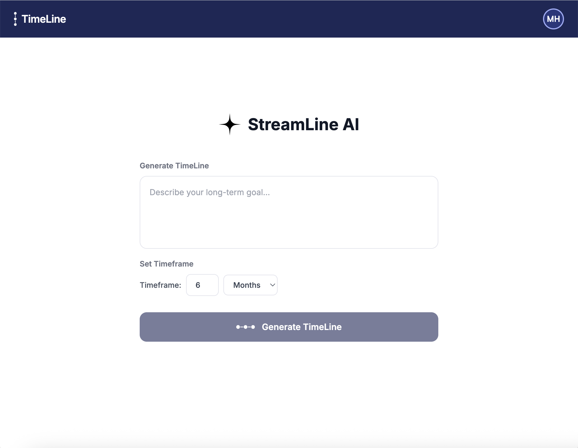 TimeLine AI generation screen